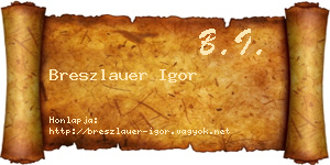 Breszlauer Igor névjegykártya